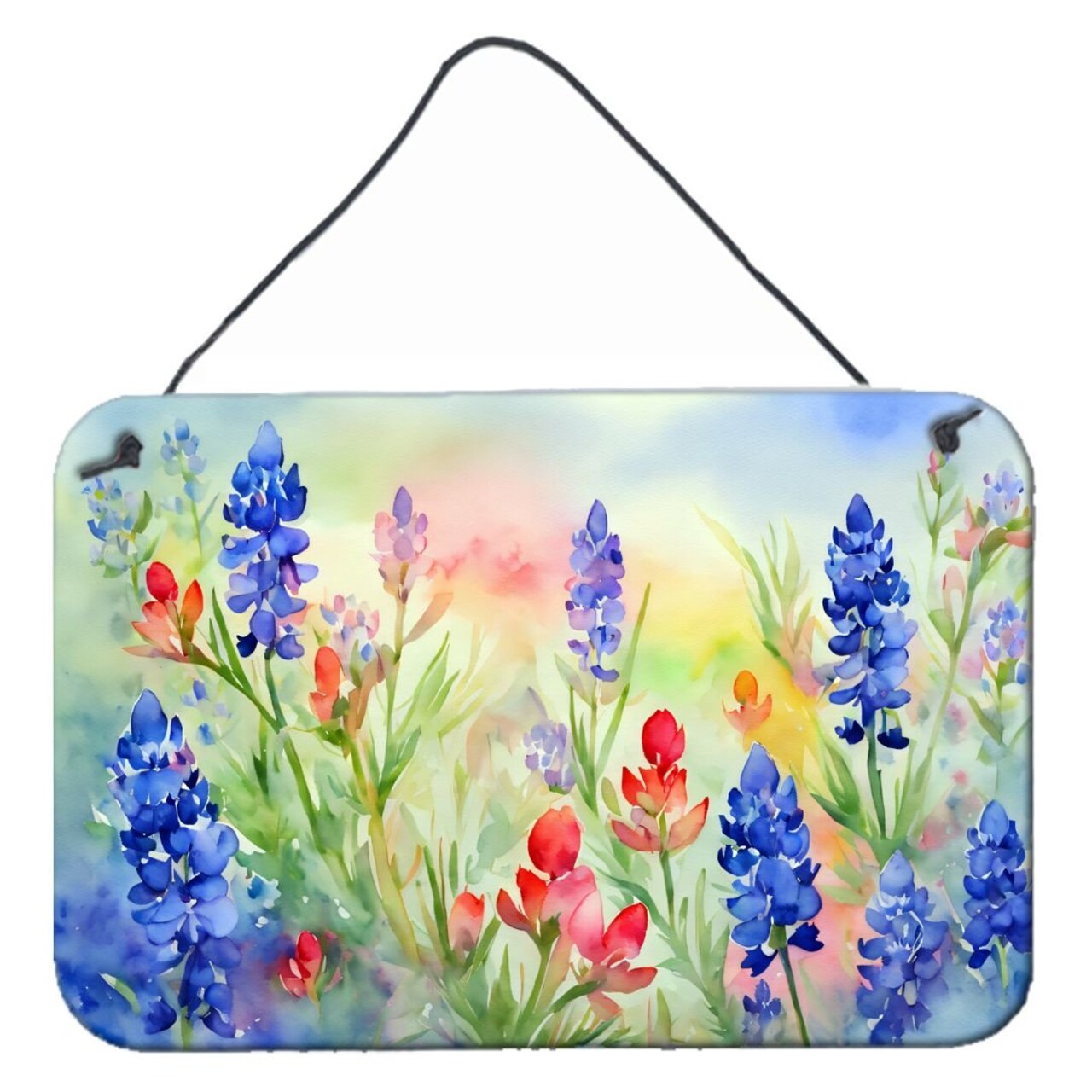 Edge Collections - 8" x 12" - Multicolor - Texas Bluebonnets Aluminum Metal Sign Wall or Door Hanging Print - 1 Piece